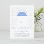 Het is een jongen | Blauwe harten en paraplu-Baby- Kaart (Staand voorkant)