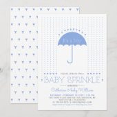 Het is een jongen | Blauwe harten en paraplu-Baby- Kaart (Voorkant / Achterkant)