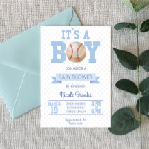 Het is een jongen! Blauwe honkbal baby shower uitn
