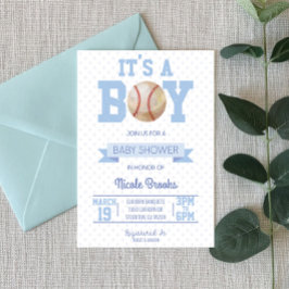 Het is een jongen! Blauwe honkbal baby shower uitn Kaart