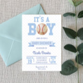 Het is een jongen! Blauwe honkbal baby shower uitn Kaart