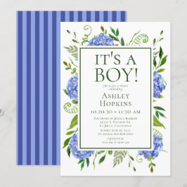 Het is een jongen Blauwe Hortensia Baby Shower  Kaart