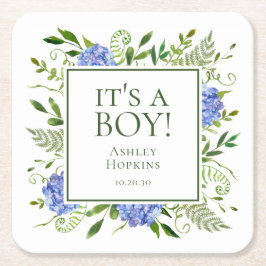 Het Is Een Jongen Blauwe Hortensia Jongens Baby Sh Kartonnen Onderzetters