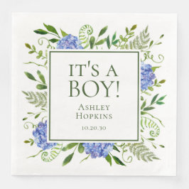 Het Is Een Jongen Blauwe Hortensia Jongens Baby Sh Servet
