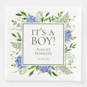 Het Is Een Jongen Blauwe Hortensia Jongens Baby Sh Servet
