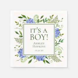 Het Is Een Jongen Blauwe Hortensia Jongens Baby Sh Servet