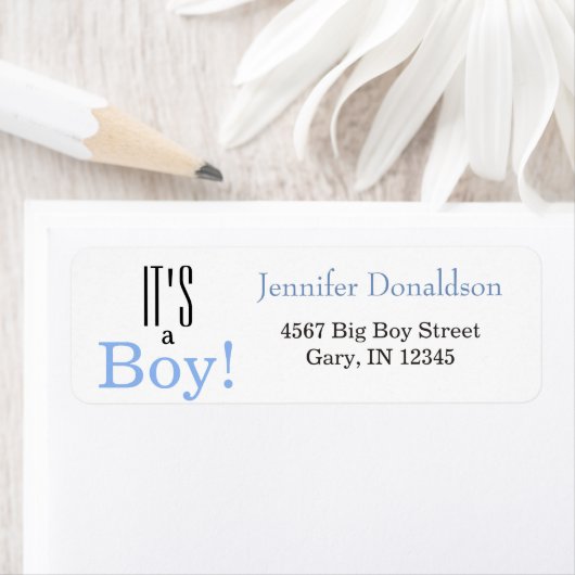 Het is een jongen! Blauwe labels voor retouradress (Insitu)