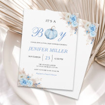 Het is een Jongen Blauwe Pompoen Baby Shower