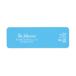 Het is een jongen Blauwe typografie Baby Shower ad Etiket