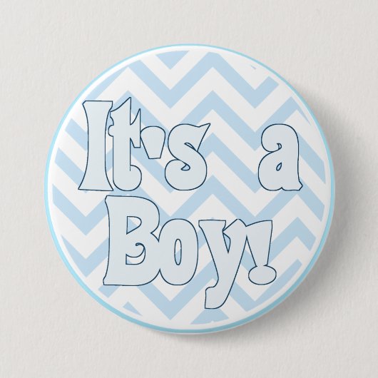 Het is een Jongen Blauwe Zigzag aankondiging Ronde Button 7,6 Cm (Voorkant)