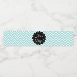 Het is een jongen Blauwgroen Baby showers flesetik Waterfles Etiket