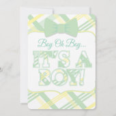 Het is een Jongen, Bleke Groene Baby shower Uitnod Kaart (Achterkant)