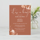 Het is een jongen Bloemrijke herfst Baby Shower Kaart (Staand voorkant)