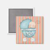 Het is een jongen! Blue Baby Buggy Magnet (Voorkant / Achterkant)
