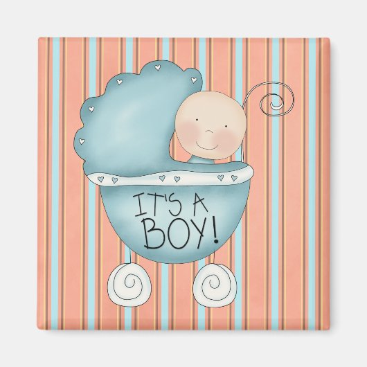 Het is een jongen! Blue Baby Buggy Magnet (Voorkant)