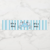 Het is een jongen, Blue Baby shower Crab Nautical Waterfles Etiket (Enkel label)