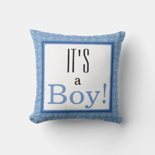 Het is een jongen! Blue Baby shower Keepomwille Pi Kussen