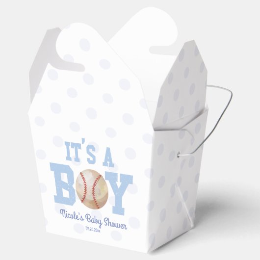 Het is een jongen! Blue Baseball Baby shower Bedankdoosjes (Geopend)