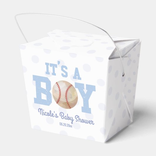 Het is een jongen! Blue Baseball Baby shower Bedankdoosjes (Achterkant)