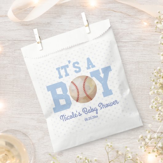 Het is een jongen! Blue Baseball Baby shower Bedankzakje (Geknipt)