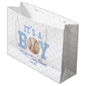 Het is een jongen! Blue Baseball Baby shower Groot Cadeauzakje (Voorkant Gekanteld)