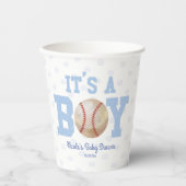 Het is een jongen! Blue Baseball Baby shower Papieren Bekers (Voorkant)