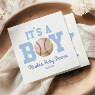 Het is een jongen! Blue Baseball Baby shower Servet