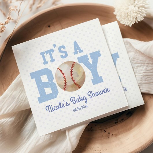 Het is een jongen! Blue Baseball Baby shower Servet