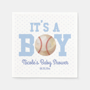 Het is een jongen! Blue Baseball Baby shower Servet