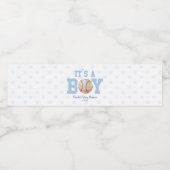 Het is een jongen! Blue Baseball Baby shower Waterfles Etiket (Enkel label)