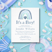 het is een jongen , blue boho baby shower nodigt f flyer