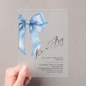 Het is een jongen Blue Bow Elegant Baby shower Acryl Uitnodigingen (Insitu (Draagbaar))
