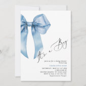 Het is een jongen Blue Bow Elegant Baby shower Kaart (Voorkant)