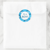 Het is een JONGEN! Blue camo bekendmaking gunst st Ronde Sticker (Tas)