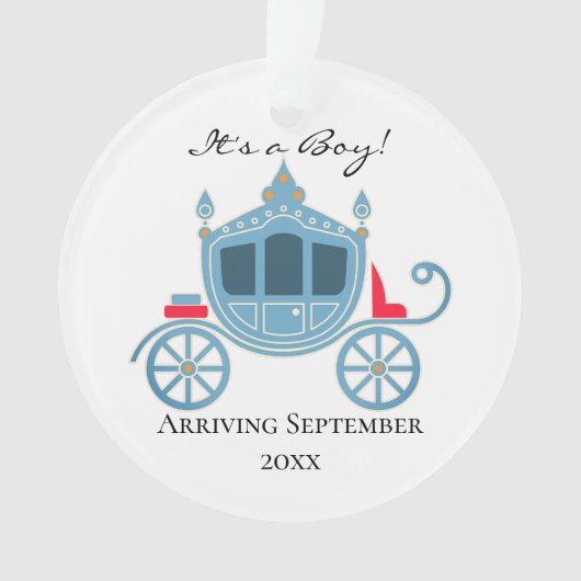Het is een jongen! Blue Carriage zwangerschapsaank Ornament (voorkant)