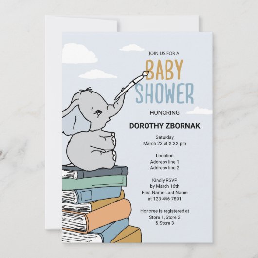 Het is een jongen! Blue Elephant Baby shower Kaart (Voorkant)
