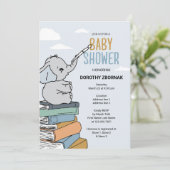 Het is een jongen! Blue Elephant Baby shower Kaart (Staand voorkant)