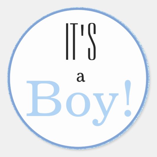 Het is een jongen! Blue Faux Glitter Ronde Sticker (Voorkant)