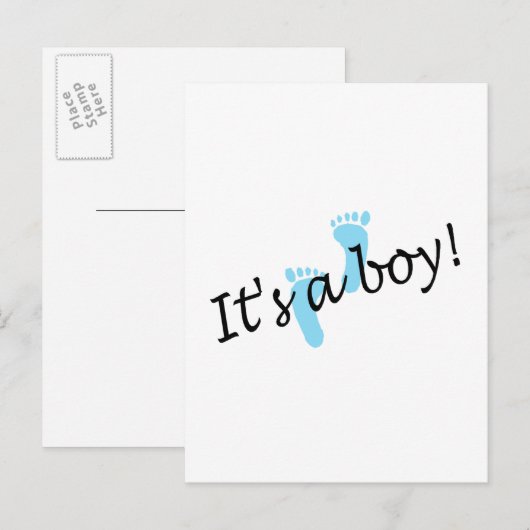 Het is een jongen (Blue Feet) Aankondigingskaart (Voorkant / Achterkant)