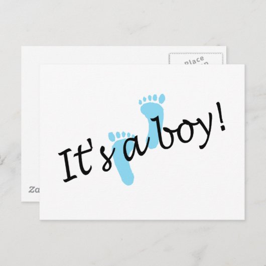Het is een jongen (Blue Feet) Aankondigingskaart (Voorkant / Achterkant)