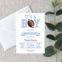Het is een jongen! Blue Football Baby shower Invit