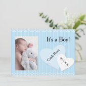 Het is een jongen! Blue Hearts geboorte aankondigi Aankondiging (Staand voorkant)