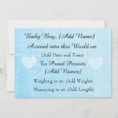 Het is een jongen! Blue Hearts geboorte aankondigi Aankondiging (Achterkant)