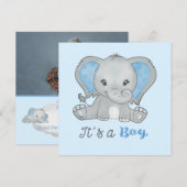 Het is een Jongen Blue Photo Boy Elephant Announce (Voorkant / Achterkant)
