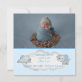 Het is een Jongen Blue Photo Boy Elephant Announce (Achterkant)