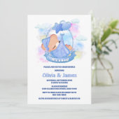 Het is een jongen! Blue Teddy Bear Balloons Baby s Kaart (Staand voorkant)