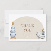 Het is een jongen boho blokken en speelgoed boeken bedankkaart (Voorkant)