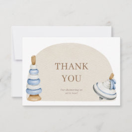 Het is een jongen boho blokken en speelgoed boeken bedankkaart