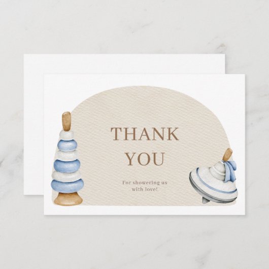 Het is een jongen boho blokken en speelgoed boeken bedankkaart (Voorkant / Achterkant)