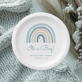 Het Is Een Jongen Boho Regenboog Baby Shower Papieren Bordje